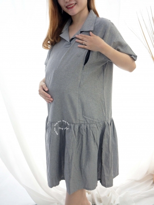 Baju Hamil Menyusui Flo Dress - DRO 232 ABU